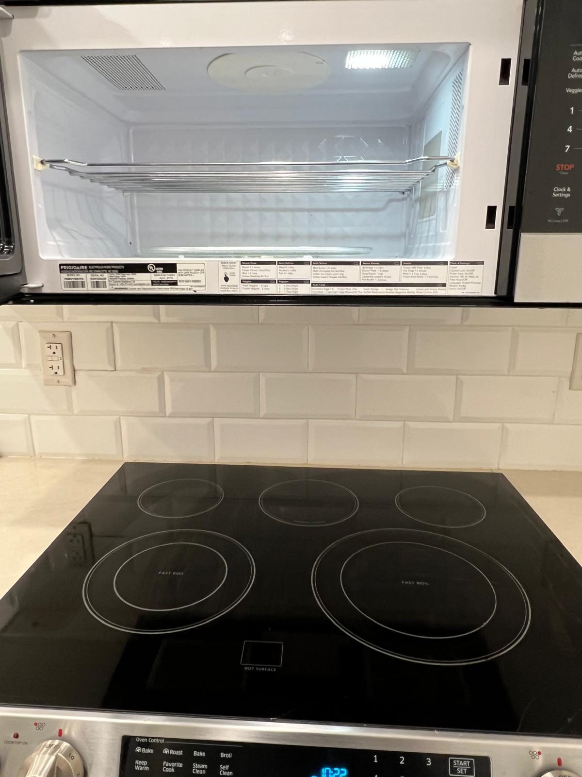 Range cooktop and microwave cleaned